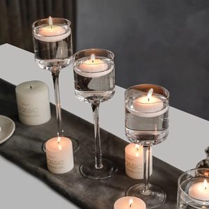 Portacandele europei in vetro con candele bianche galleggianti per decorazioni nuziali
