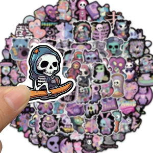 Set of 100 gothic graffiti stickers featuring skull and pastel punk designs for DIY decor