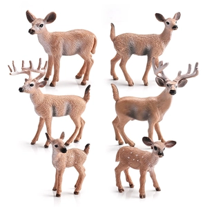6-piece realistic whitetail deer family animal figurines set with detailed fur texture