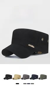 Detail of cotton cadet hat showing metal outdoor badge and side ventilation eyelets