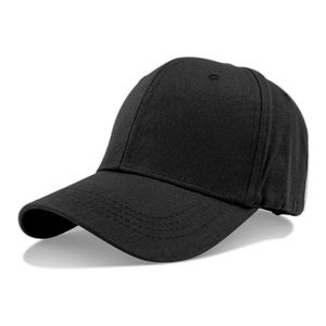 Classic black six-panel cotton baseball cap with curved brim and breathable eyelets