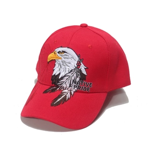 Casquette de baseball rouge avec broderie d'aigle et texte Native Pride en coton