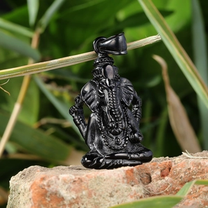 Vintage black elephant pendant necklace for men made of durable stainless steel