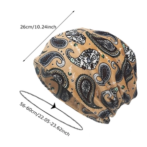 Ginger yellow paisley beanie hat for men and women with specific size measurements
