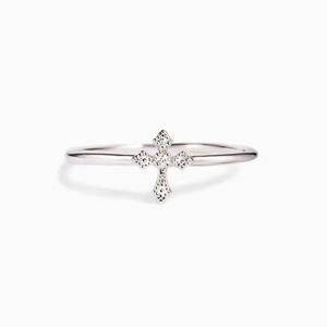 Minimalist S925 silver ring featuring a delicate cross inlaid with shimmering cubic zirconia