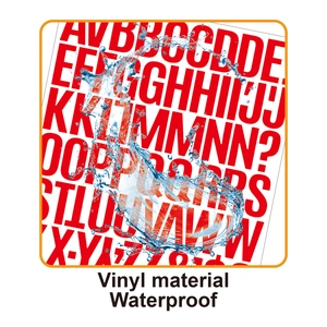 Waterproof red vinyl alphabet stickers for DIY crafts and gift decorating projects