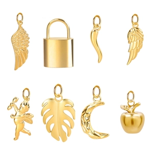 Stainless Steel DIY Jewelry Charms Pendants Various Shapes 18K Gold Plated For Necklace Bracelet Making Accessories
