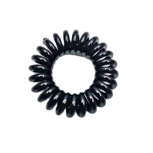 Mittelgroßer 4cm schwarzer Spirale-Haargummi mit hoher Elastizität im Telefonkabel-Stil