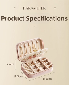 Pink velvet jewelry box detail showing earring plate and slots, size 16.5x11.5x5.7cm