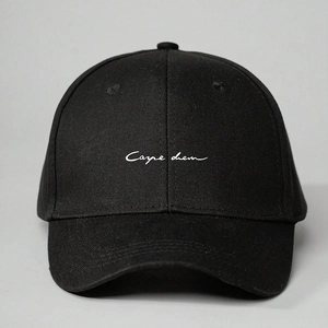 Casquette de baseball en coton noir avec broderie blanche Carpe Diem et sangle réglable