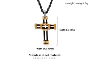 Detailed specs of punk cross pendant in stainless steel with 40mm height and 7g weight
