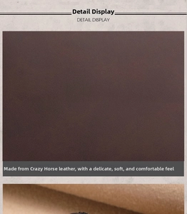 Detail view of premium crazy horse leather with a soft and delicate texture finish