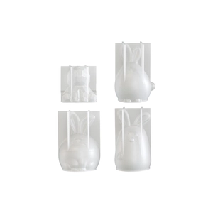 Set of 4 rabbit shaped silicone molds for DIY resin casting with 3D geometric designs