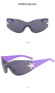 Detailed front and side view of Y2K pilot sunglasses with silver star decor