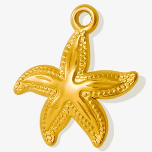 Textured gold starfish pendant in 304 stainless steel for DIY jewelry making