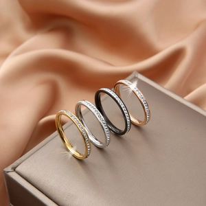 Sparkling titanium steel eternity rings in gold, silver, rose gold and black plating