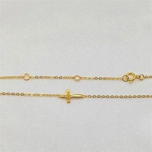 Minimalist S925 sterling silver horizontal cross pendant necklace for women