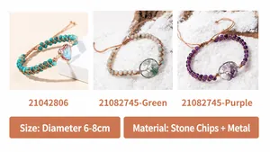 Bohemian handmade braided bracelets with tree of life pendants and crystal stones