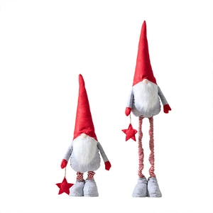Christmas faceless gnome decor with red hat, white beard, and telescopic legs on white background