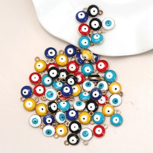 Colorful evil eye charms in assorted colors made of alloy and oil drip for DIY necklaces
