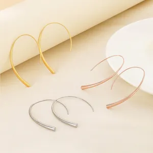 Stainless Steel Teardrop Ear Hook Earrings Geometric Curved Water Drop Dangle Jewelry For Women Elegant Fashionable