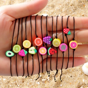 Bracciale Con Ciondoli Di Frutta In Argilla Polimerica Fatto A Mano Corda Intrecciata Regolabile Gioielli Estivi Boho Donne Ragazze