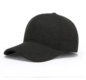Detail view of winter baseball cap with mountain embroidery and textured warm fabric
