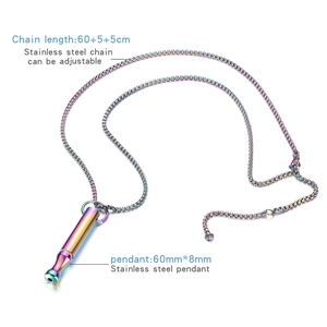Detail of adjustable stainless steel chain and bullet pendant size specifications