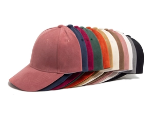 Detailed top view of multi-color velvet baseball caps showing diverse fabric options