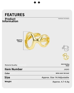 Macro view showing dimensions and weight of the wavy S925 sterling silver ring