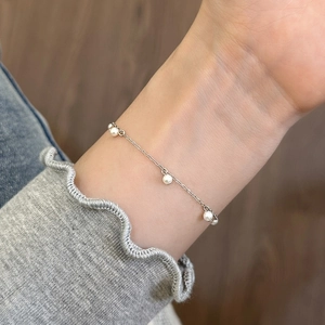 Bracciale Cavigliera In Argento Sterling 925 Perla Artificial Elegante Stile Coreano Gioielli Minimalisti Donna