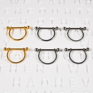 Set of 6 G23 titanium U-shape body piercing rings in gold, silver, and rainbow finishes