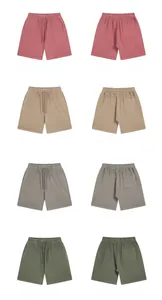 Matrix display of four colors of 420g washed cotton shorts with drawstring waist