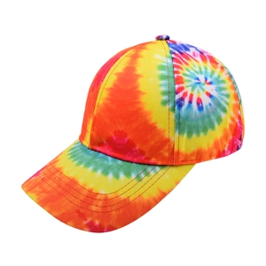 Unisex colorful tie-dye canvas baseball cap with adjustable strap for outdoor hip-hop style
