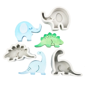 Cute dinosaur and elephant silicone molds for making DIY aroma candles or plaster crafts