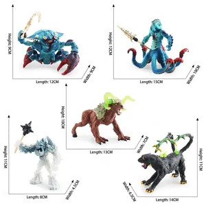 Set of 5 mythical creature action figures including crab demon, octopus man and ice giant