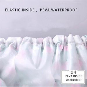 Detail view of the waterproof PEVA lining and elastic band of the oversized shower cap