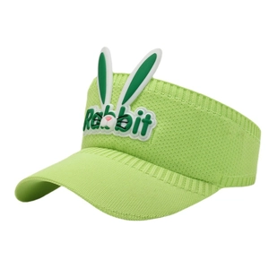 Kids adjustable green sun visor with cute cartoon rabbit design for summer sun protection