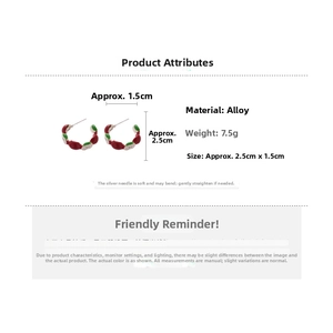Detail specifications of C-shaped apple earrings with dimensions and weight info