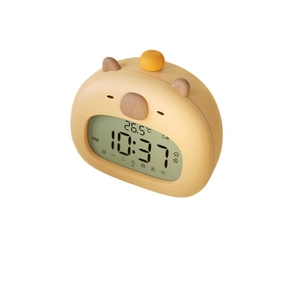 Cute yellow capybara digital alarm clock with temperature display and night light
