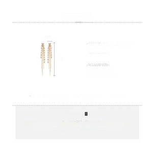 Detailed spec sheet showing long chain tassel earrings with 9x0.7cm dimensions and weight
