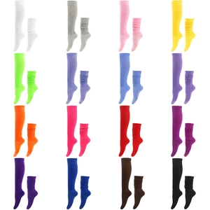 Detailed grid of thick knit slouch socks in sixteen various vibrant color options