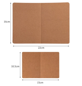 Size diagram showing dimensions for vintage kraft paper greeting cards and envelopes