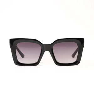 Classic black square oversized sunglasses with purple gradient lenses for men and women