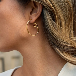 Orecchini a Cerchio con Torsione a Spirale in Acciaio Inossidabile Placcato Oro 18K da Donna Gioielli di Moda Geometrici