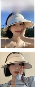 Detail of sun visor with wide brim and cooling fiber fabric for sun protection