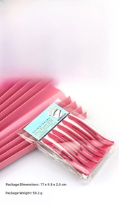 Close-up of professional pink duckbill hair clips in a six-piece set packaging