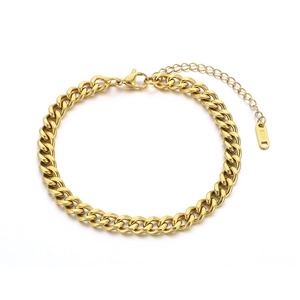 Elegant 18K gold-plated Cuban link anklet with lobster clasp on a white background