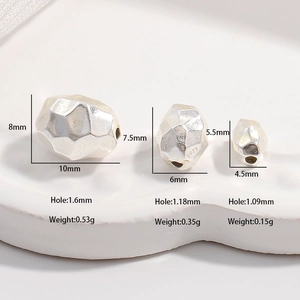 Irregular multifaceted S925 sterling silver beads in three sizes for jewelry making