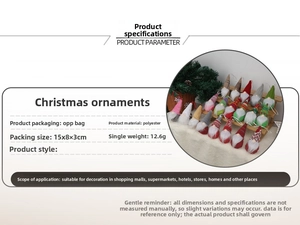 Detaillierte Maße des Weihnachtsgnoms aus Polyester und Gewichtsspezifikation von 12,6 g